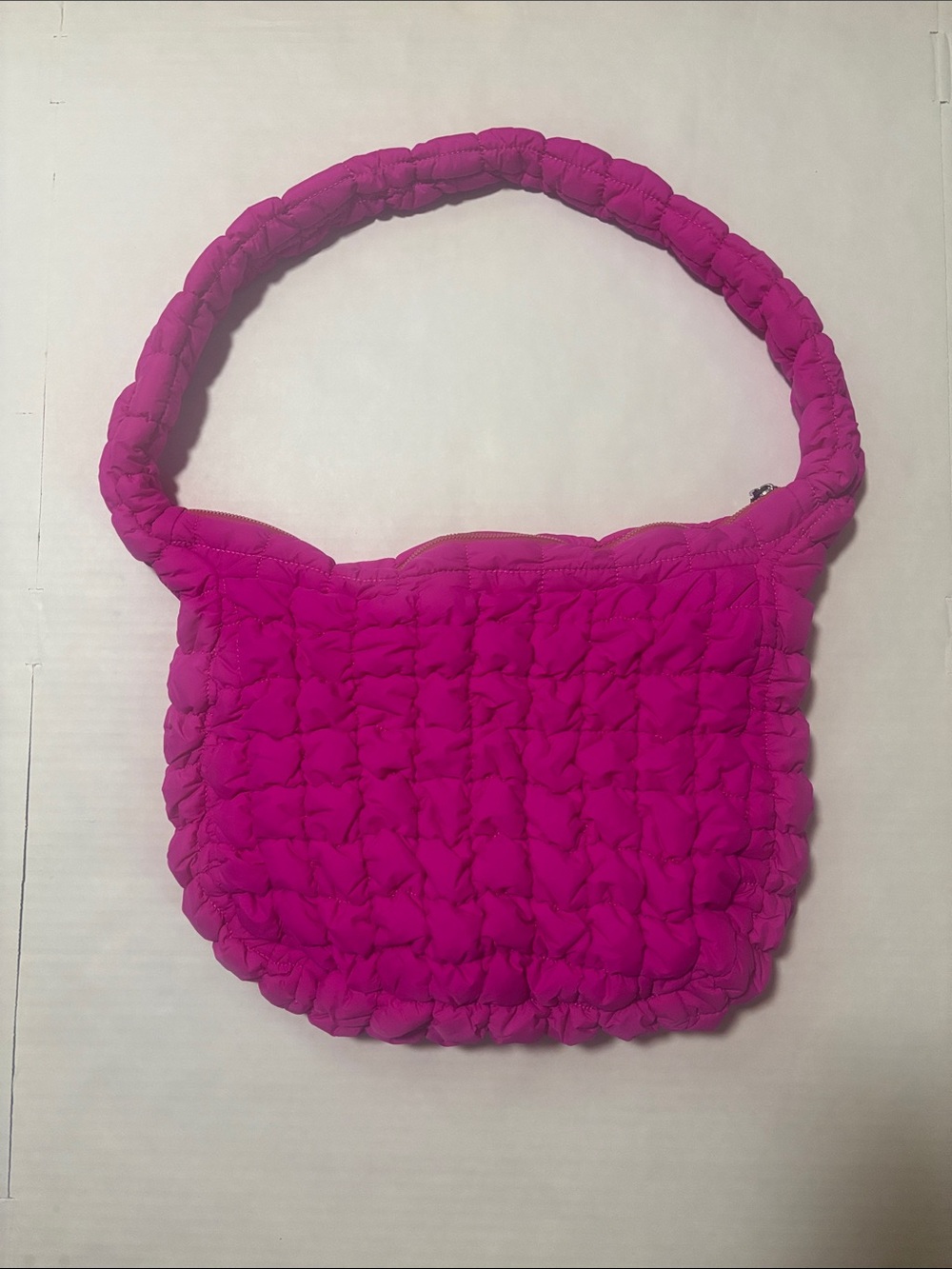 Hot Pink Padded Quilted Crossbody Shoulder Bag Fuchsia Pink Neon Barbie E-Girl